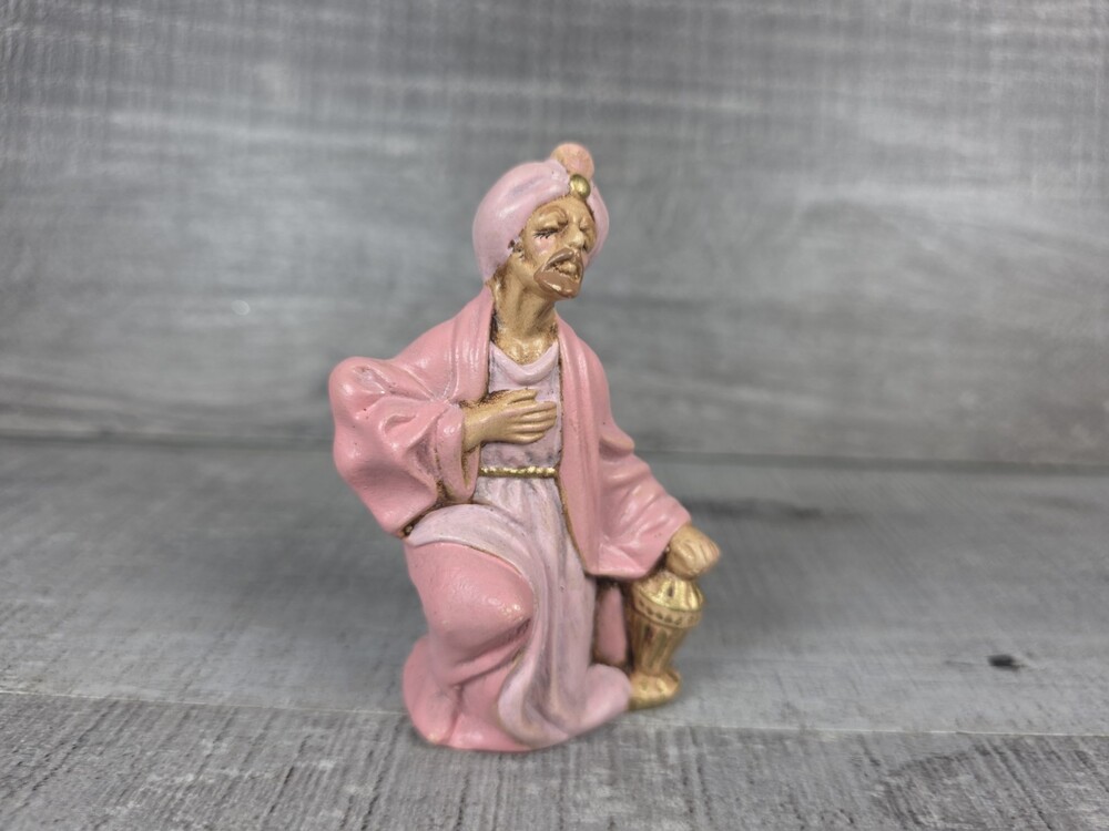Ceramic Nativity Christmas 3.5” Vintage Wise Man Pink Replacement g71i2